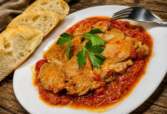Ceafă de porc în sos de roșii — Famous Gourmet