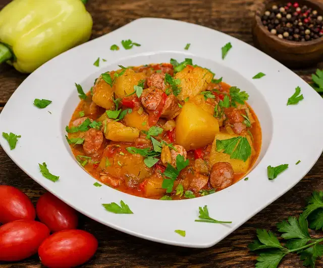 Tocaniță de cartofi cu cârnați — Famous Gourmet